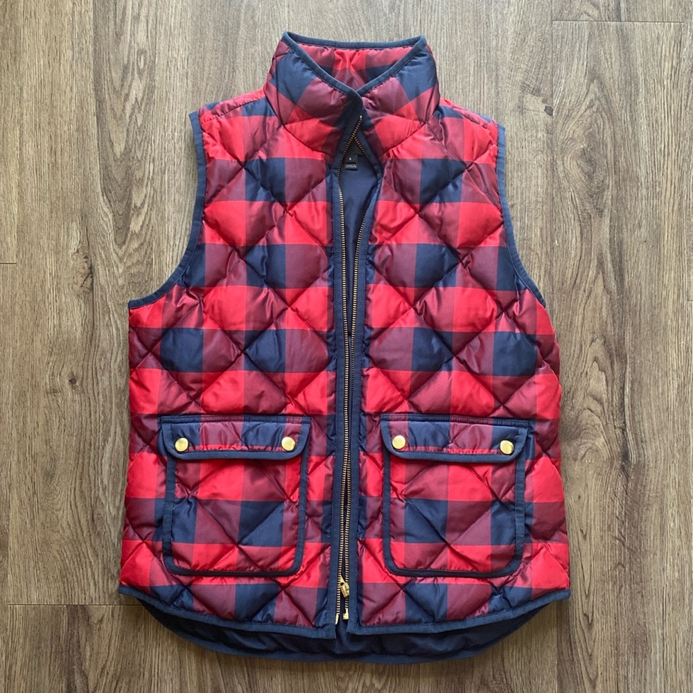J.Crew Excursion Quilted Puffer Buffalo Check Vest